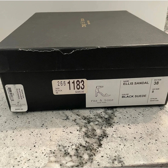 Rag & Bone Ellis Sandal High Heel Black Suede Size 38 8 NEW - Picture 11 of 11